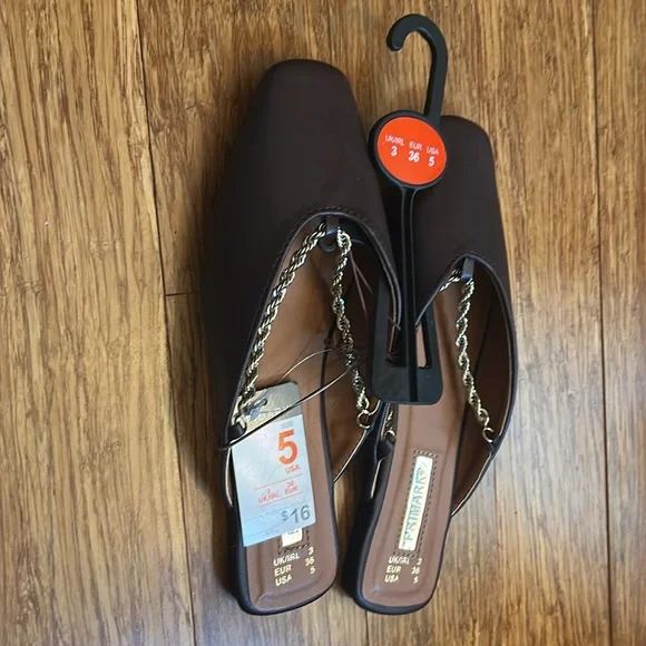 Primark Brown Mules with Gold Braids - Picture 3 of 4